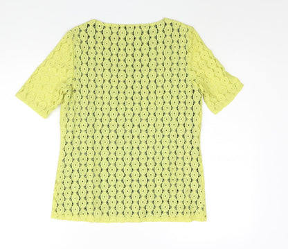 Windmoor Womens Yellow Nylon Basic Blouse Size S Round Neck