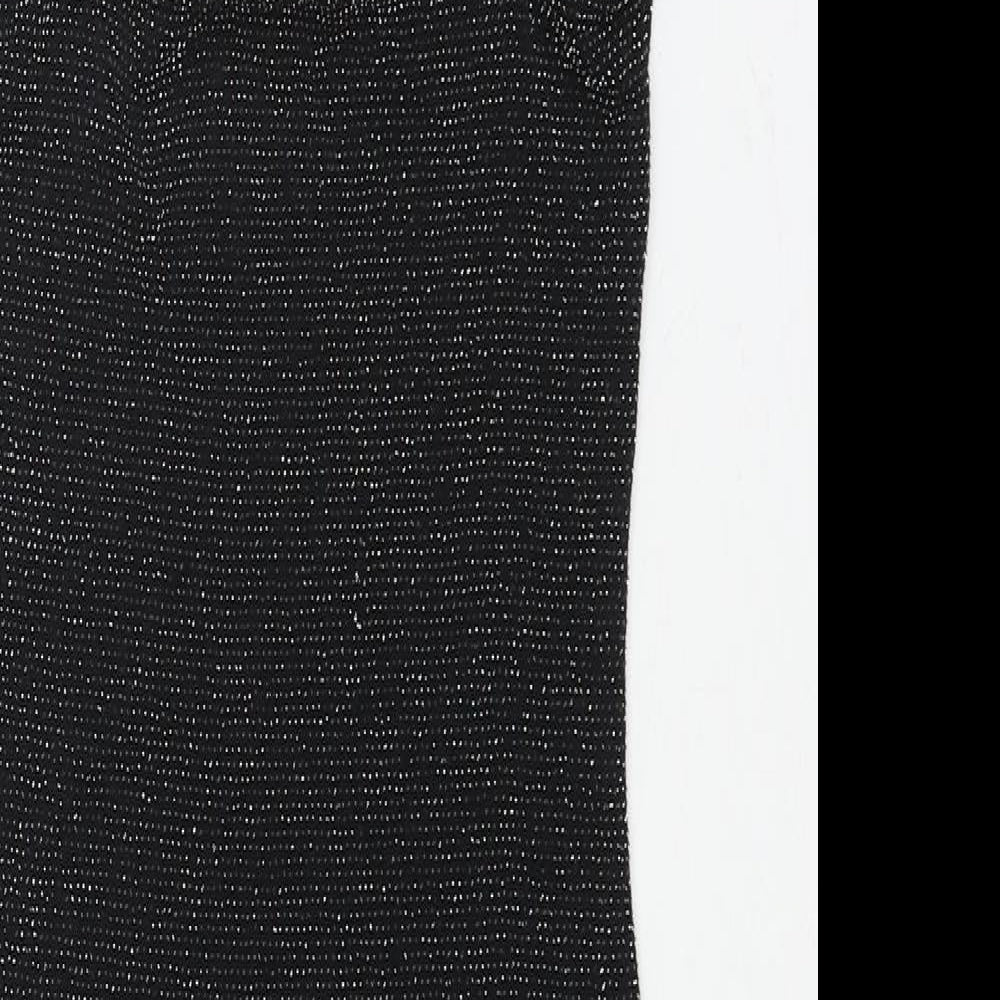 PRETTYLITTLETHING Womens Black Nylon Mini Size 10 V-Neck Pullover - Glitter