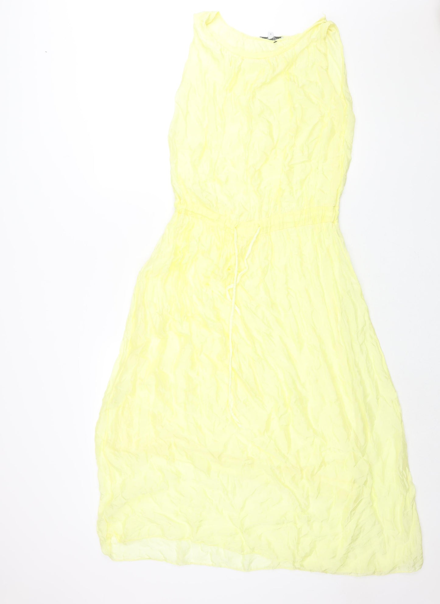 Collezione Gaia Womens Yellow Viscose Shift Size S Round Neck Pullover - Drawstring Waist