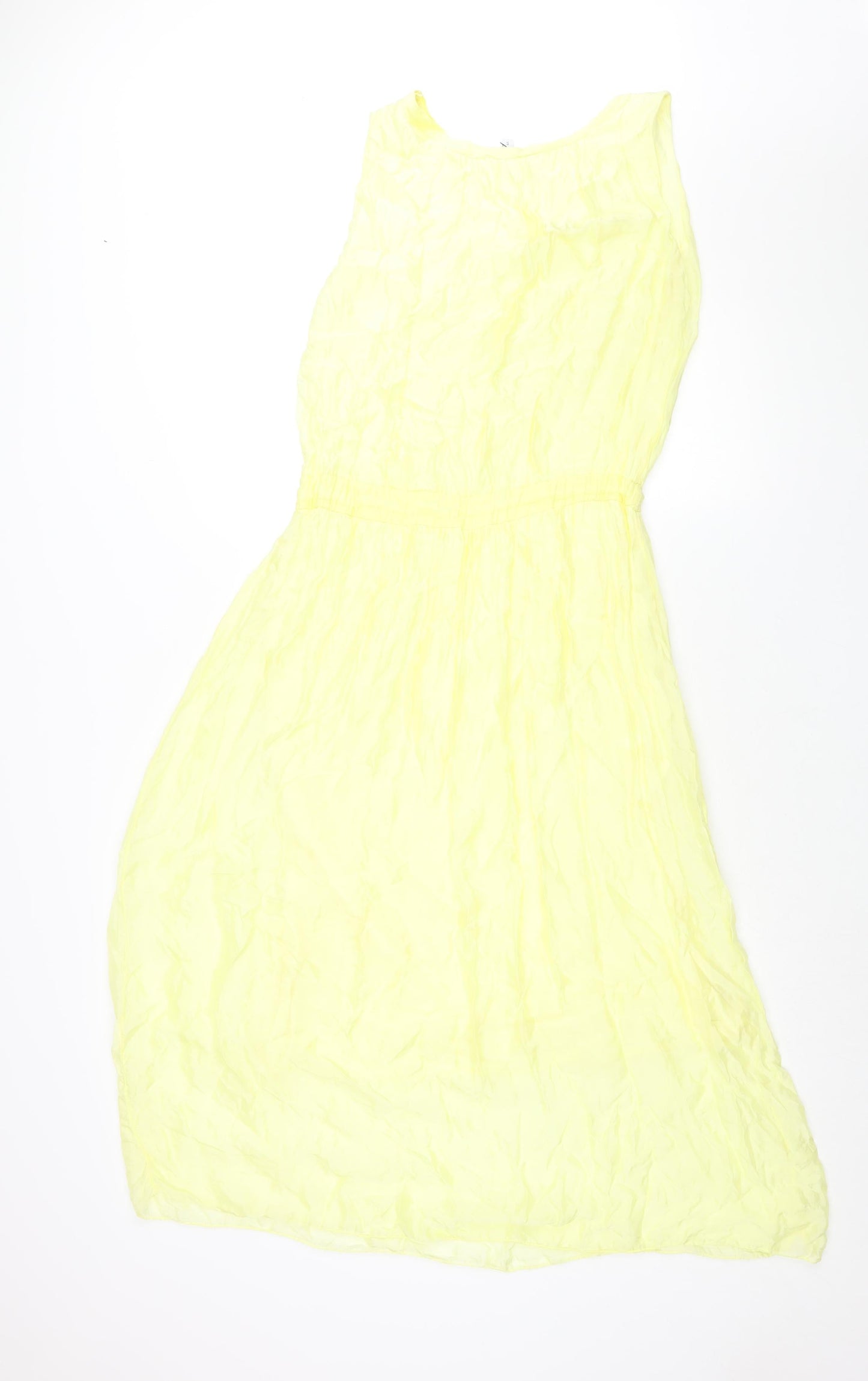 Collezione Gaia Womens Yellow Viscose Shift Size S Round Neck Pullover - Drawstring Waist