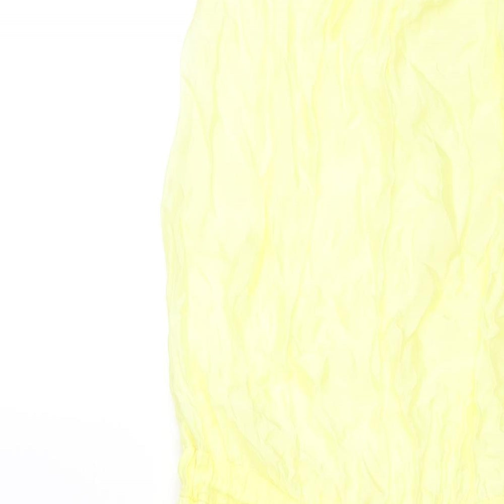 Collezione Gaia Womens Yellow Viscose Shift Size S Round Neck Pullover - Drawstring Waist