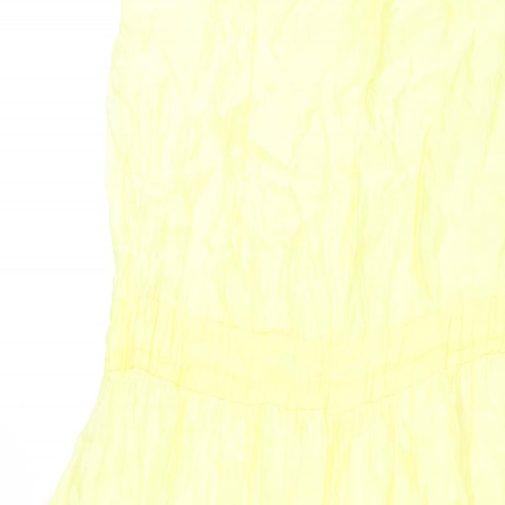 Collezione Gaia Womens Yellow Viscose Shift Size S Round Neck Pullover - Drawstring Waist