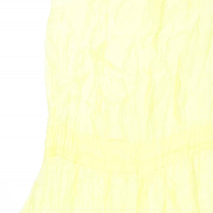 Collezione Gaia Womens Yellow Viscose Shift Size S Round Neck Pullover - Drawstring Waist