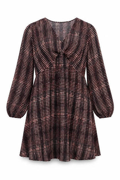Marks and Spencer Womens Black Geometric Polyester A-Line Size 12 V-Neck Pullover