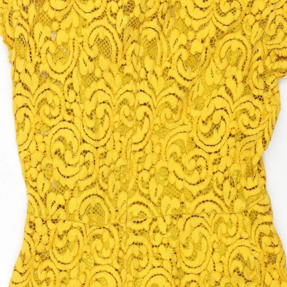 Zara Womens Yellow Cotton A-Line Size S Collared Zip