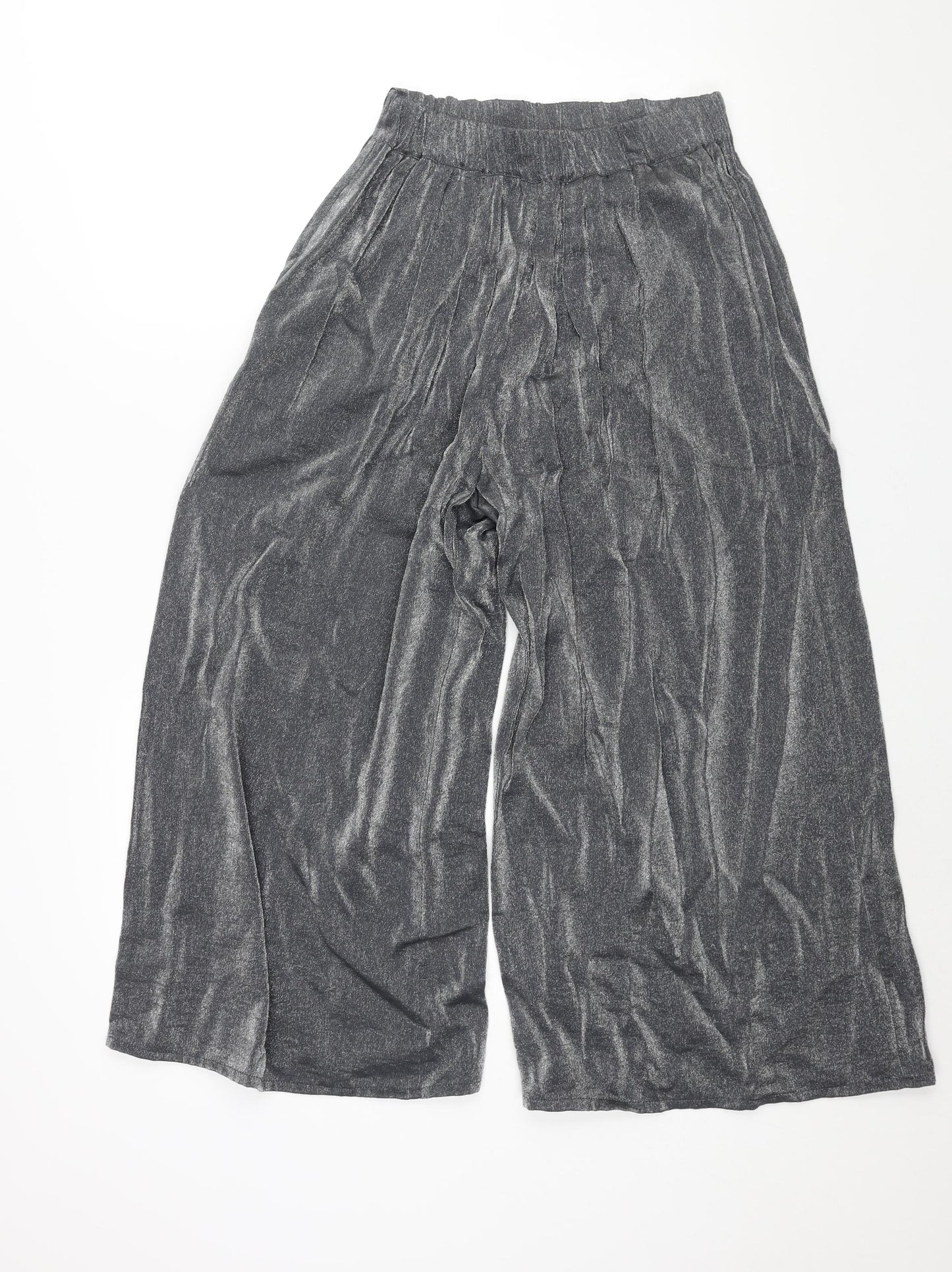 Light Be Womens Silver Viscose Cropped Trousers Size XS L22 in Regular - Elasticated Waist