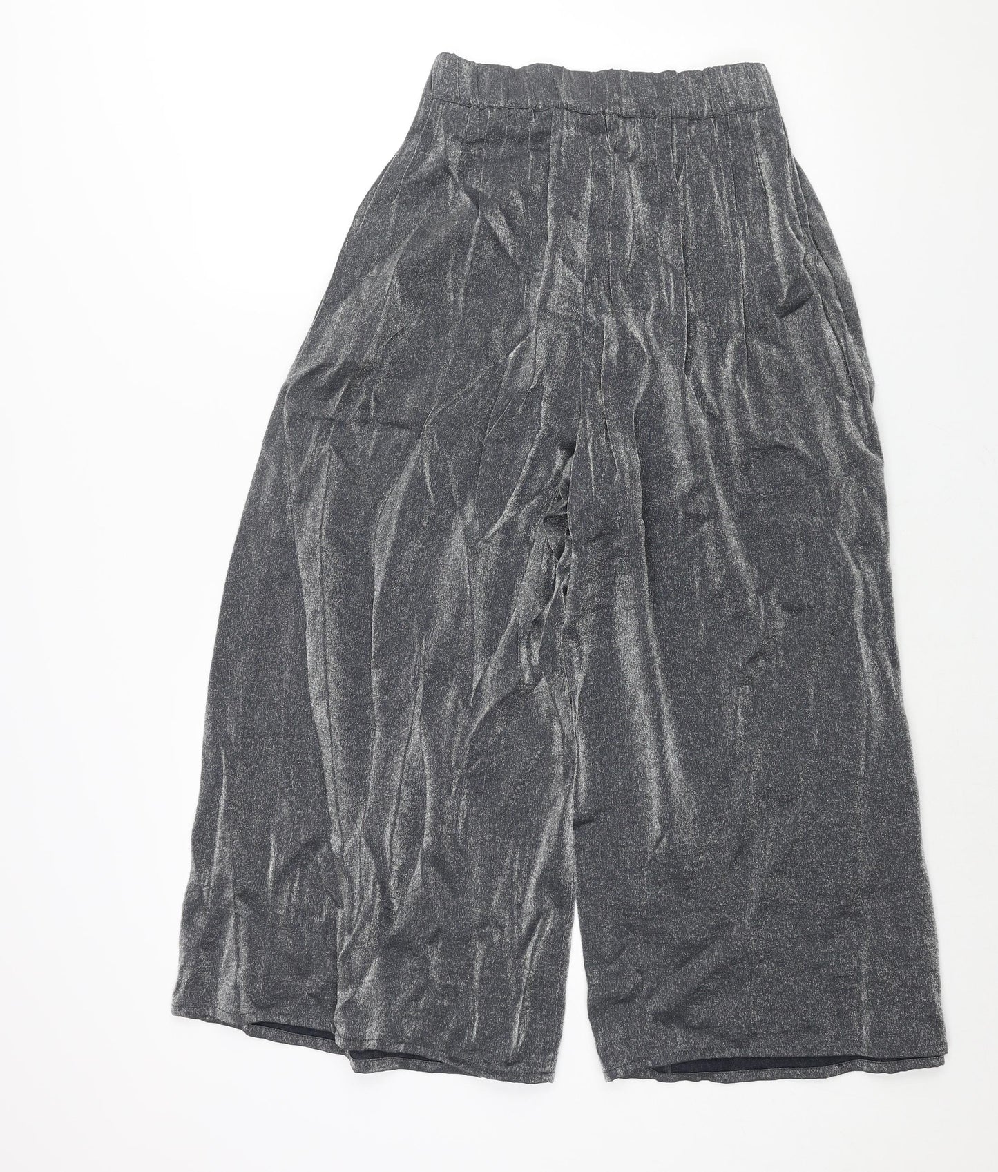 Light Be Womens Silver Viscose Cropped Trousers Size XS L22 in Regular - Elasticated Waist