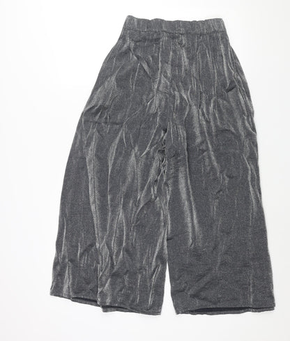 Light Be Womens Silver Viscose Cropped Trousers Size XS L22 in Regular - Elasticated Waist