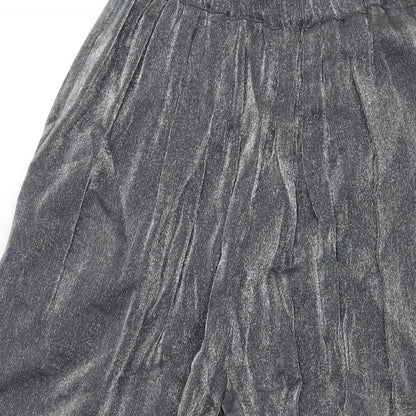 Light Be Womens Silver Viscose Cropped Trousers Size XS L22 in Regular - Elasticated Waist