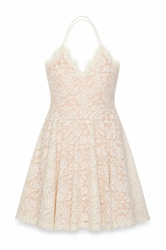 Missguided Womens Ivory Polyester Fit & Flare Size 8 V-Neck Pullover