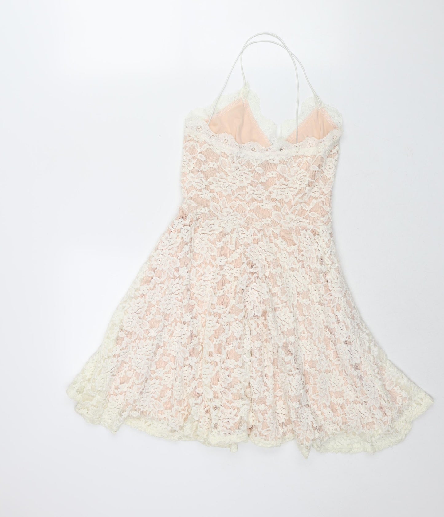 Missguided Womens Ivory Polyester Fit & Flare Size 8 V-Neck Pullover