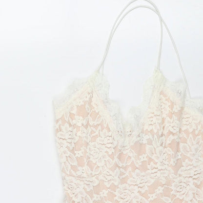 Missguided Womens Ivory Polyester Fit & Flare Size 8 V-Neck Pullover