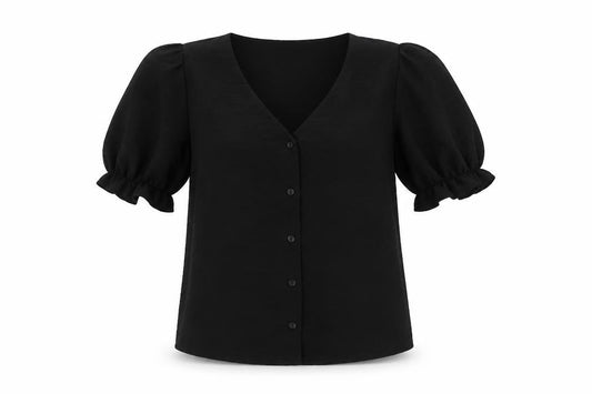 Womens UK Size 6 New Look Black Basic Blouse