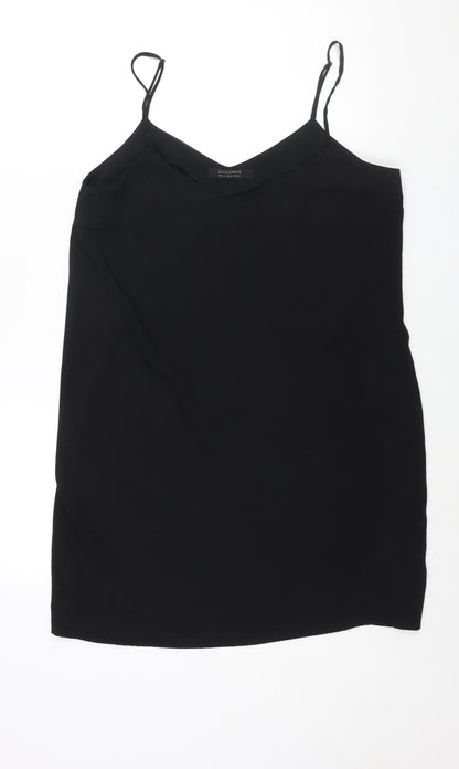 Additional front view of All Saints women’s black polyester shift, size UK 14, v-neck pullover