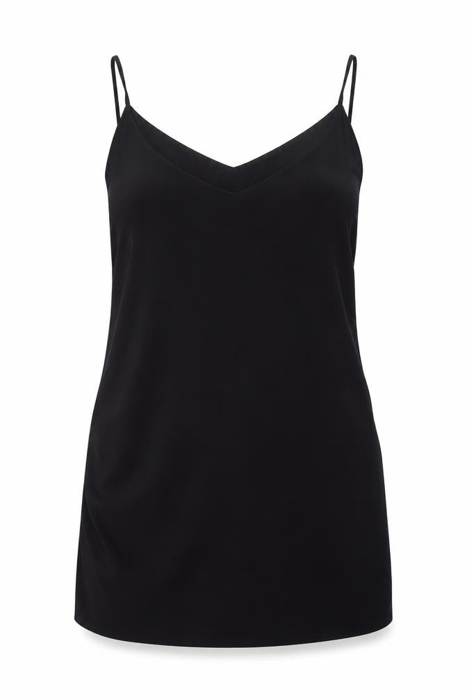 Front view of All Saints women’s black polyester shift, size UK 14, v-neck pullover