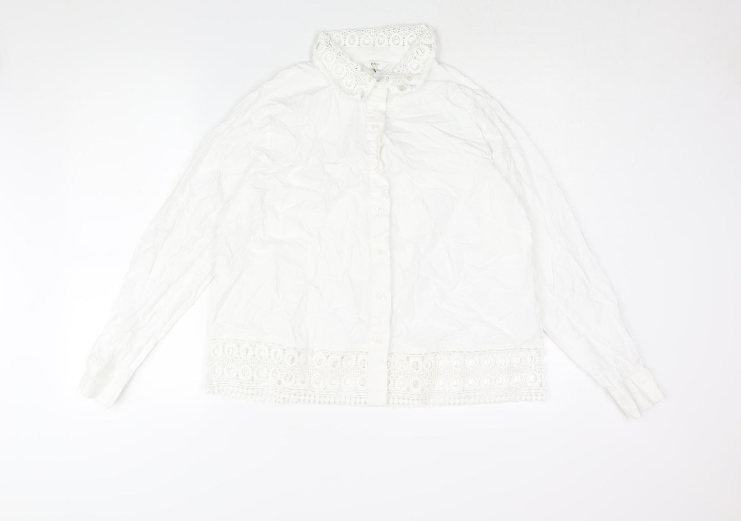 Womens UK Size 14 Cotton Traders White Basic Button-Up