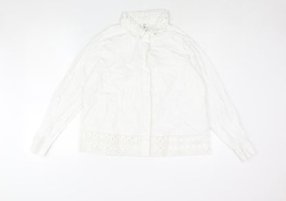 Womens UK Size 14 Cotton Traders White Basic Button-Up
