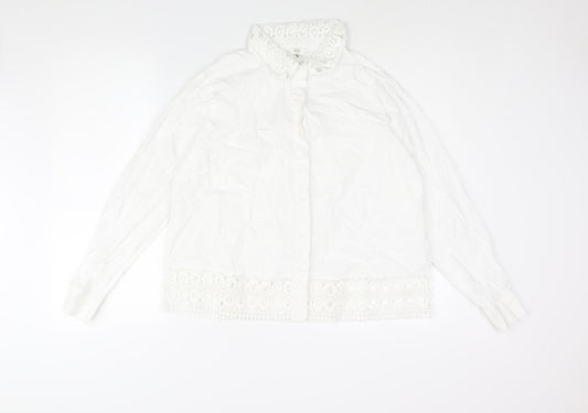 Womens UK Size 14 Cotton Traders White Basic Button-Up