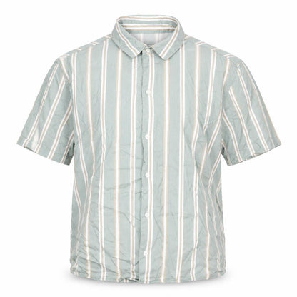 H&M Mens Blue Striped Lyocell Button-Up Size M Collared Button