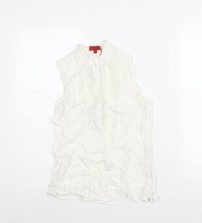 Womens UK Size 6 Hallhuber White Camisole Blouse