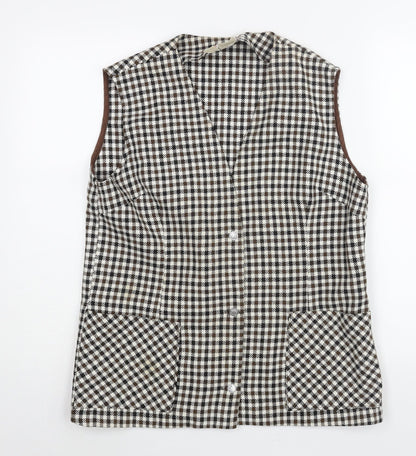 Swirla Womens Brown Check Jacket Waistcoat Size 18 Button - Houndstooth Vintage