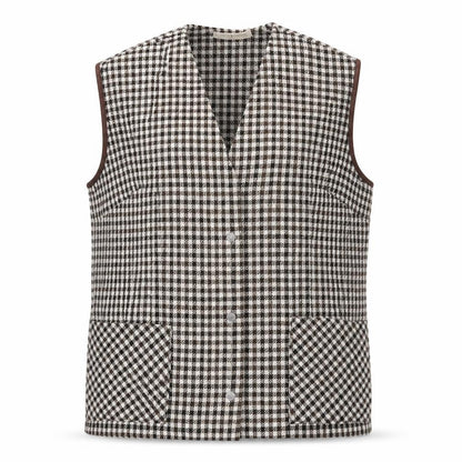 Swirla Womens Brown Check Jacket Waistcoat Size 18 Button - Houndstooth Vintage