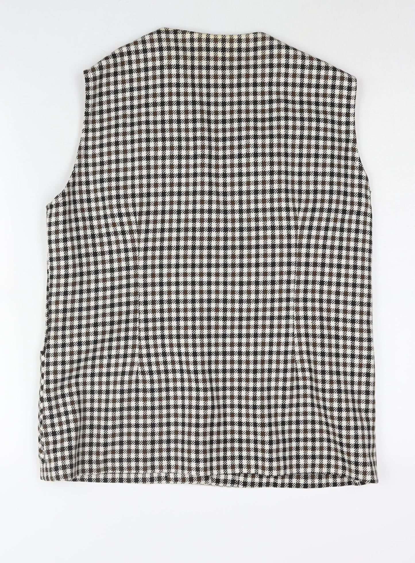 Swirla Womens Brown Check Jacket Waistcoat Size 18 Button - Houndstooth Vintage