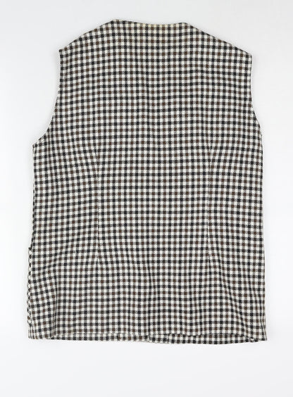 Swirla Womens Brown Check Jacket Waistcoat Size 18 Button - Houndstooth Vintage