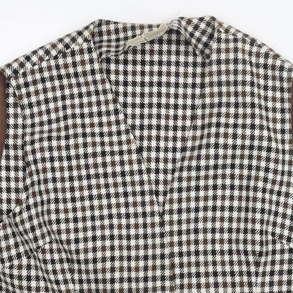 Swirla Womens Brown Check Jacket Waistcoat Size 18 Button - Houndstooth Vintage
