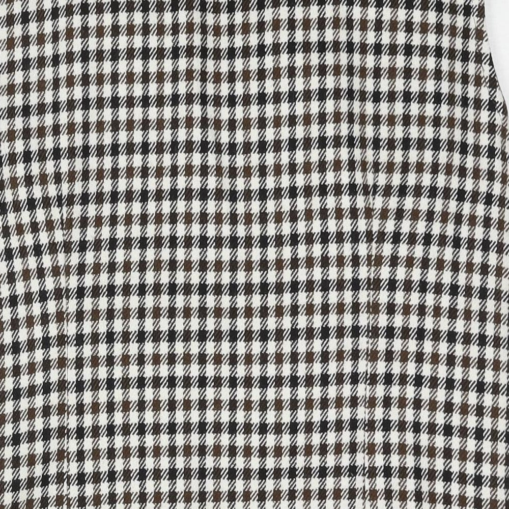 Swirla Womens Brown Check Jacket Waistcoat Size 18 Button - Houndstooth Vintage