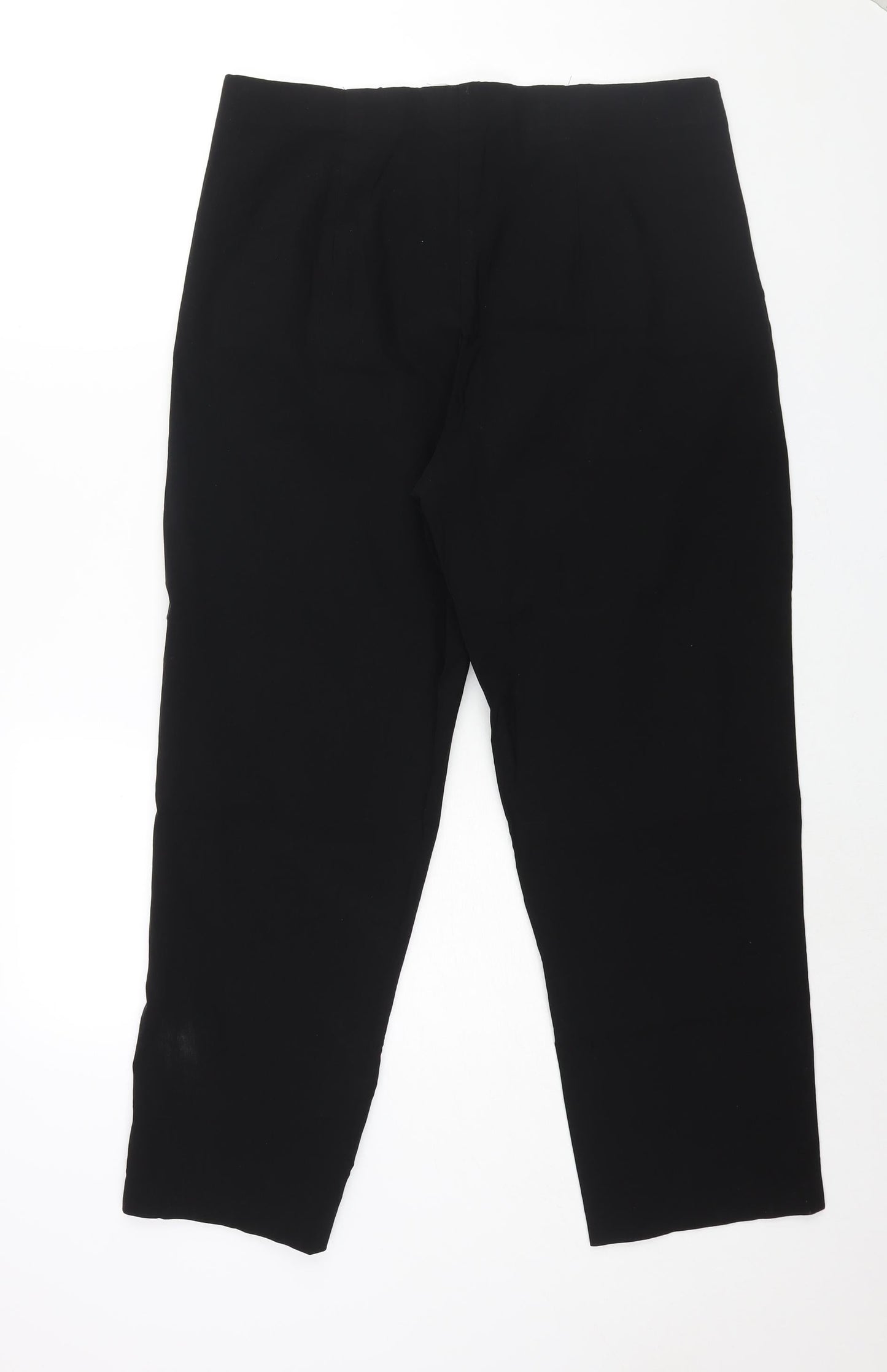 New Fashion Womens Black Viscose Trousers Size 26 L26 in Regular - Zip Detail Elasticated Waist