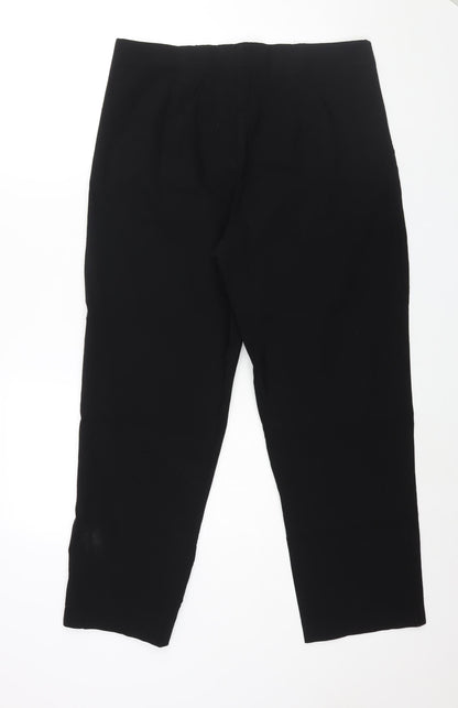 New Fashion Womens Black Viscose Trousers Size 26 L26 in Regular - Zip Detail Elasticated Waist