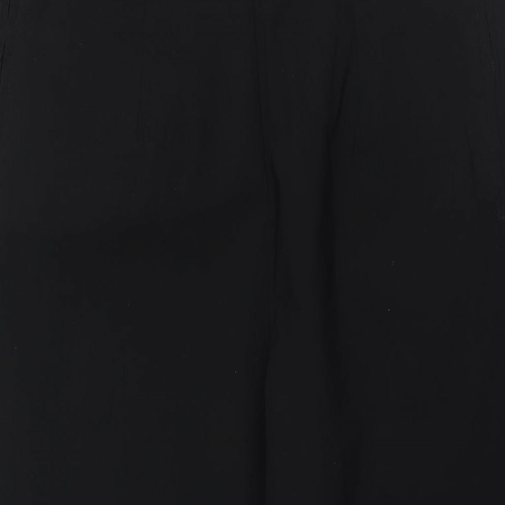 New Fashion Womens Black Viscose Trousers Size 26 L26 in Regular - Zip Detail Elasticated Waist
