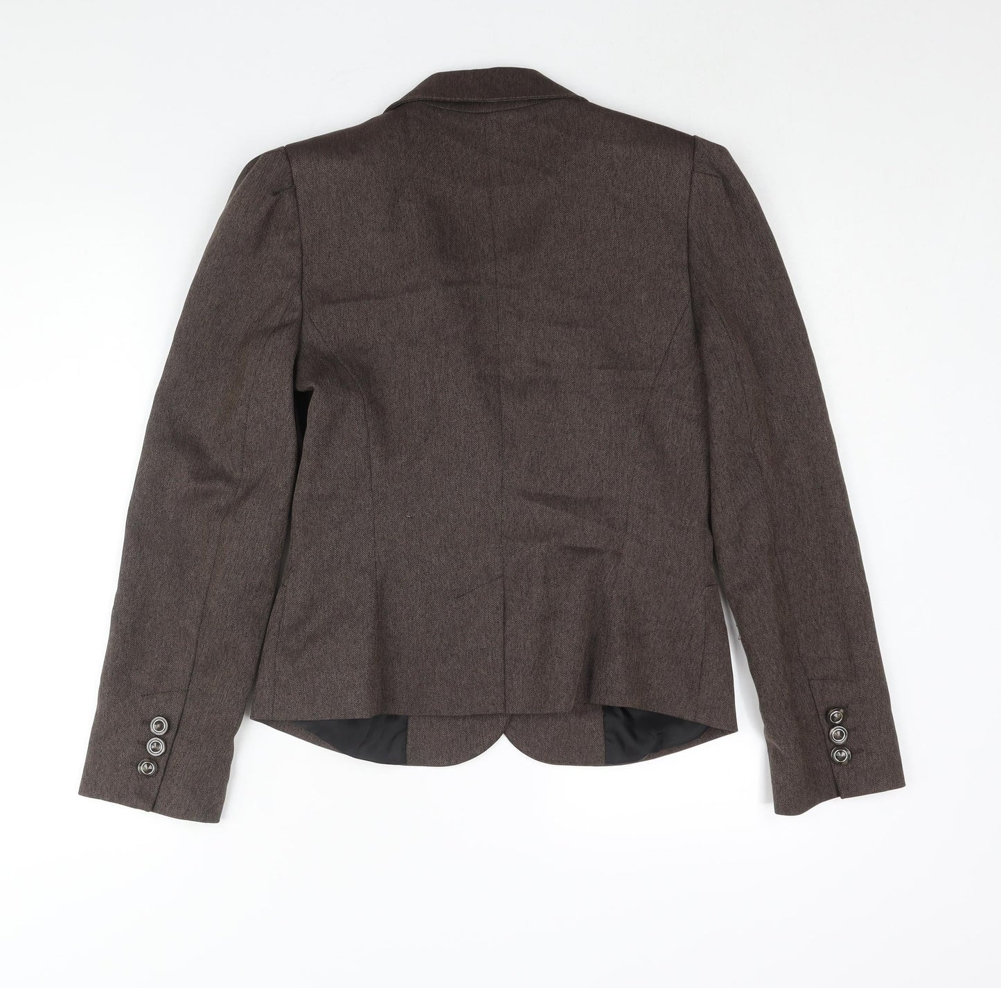 NAM & Co Womens Brown Herringbone Polyester Jacket Suit Jacket Size 10