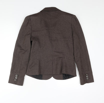 NAM & Co Womens Brown Herringbone Polyester Jacket Suit Jacket Size 10