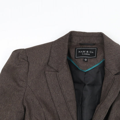NAM & Co Womens Brown Herringbone Polyester Jacket Suit Jacket Size 10