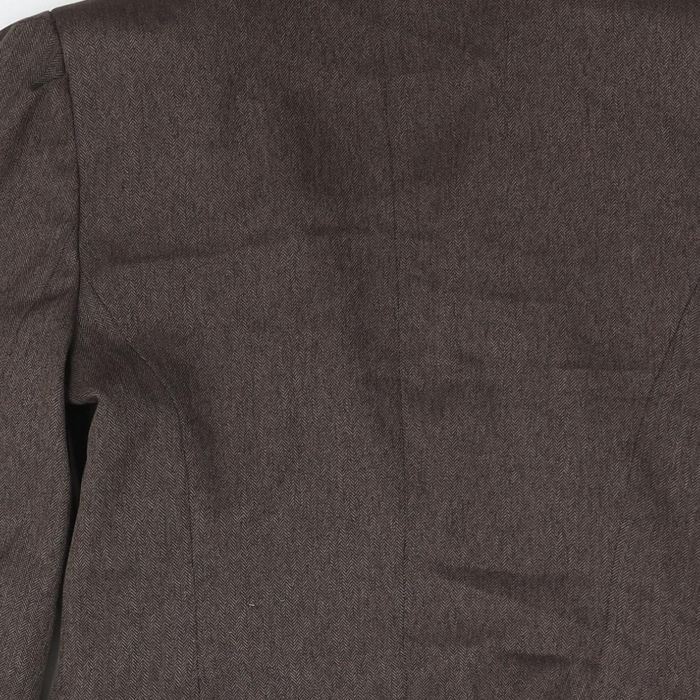 NAM & Co Womens Brown Herringbone Polyester Jacket Suit Jacket Size 10
