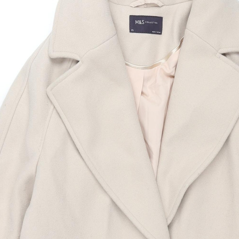 Womens UK Size XS Marks and Spencer Ivory Overcoat