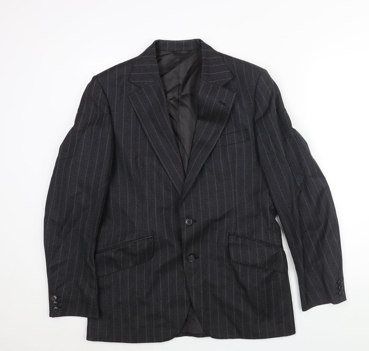 Rackhams Mens Black Striped Wool Jacket Suit Jacket Size 38 Regular