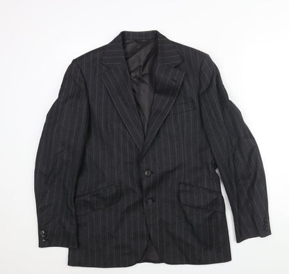 Rackhams Mens Black Striped Wool Jacket Suit Jacket Size 38 Regular