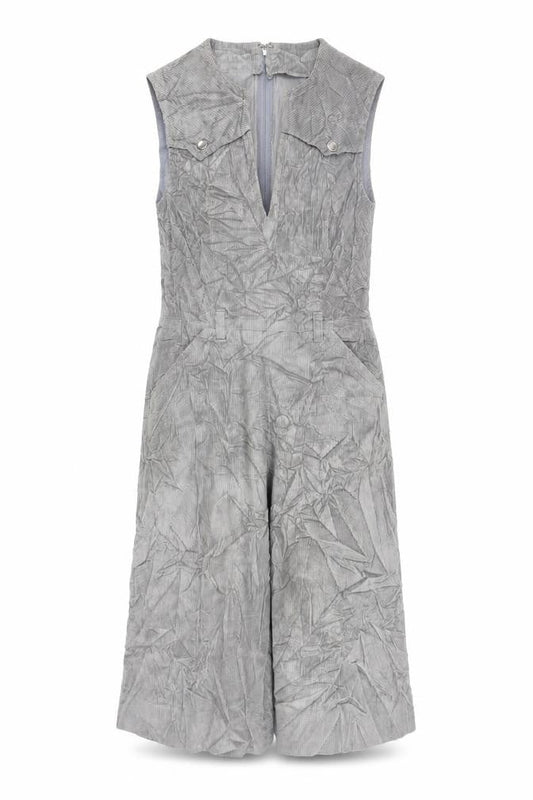 Front view of Paul Seperates women’s grey cotton fit & flare, size UK 10, v-neck zip
