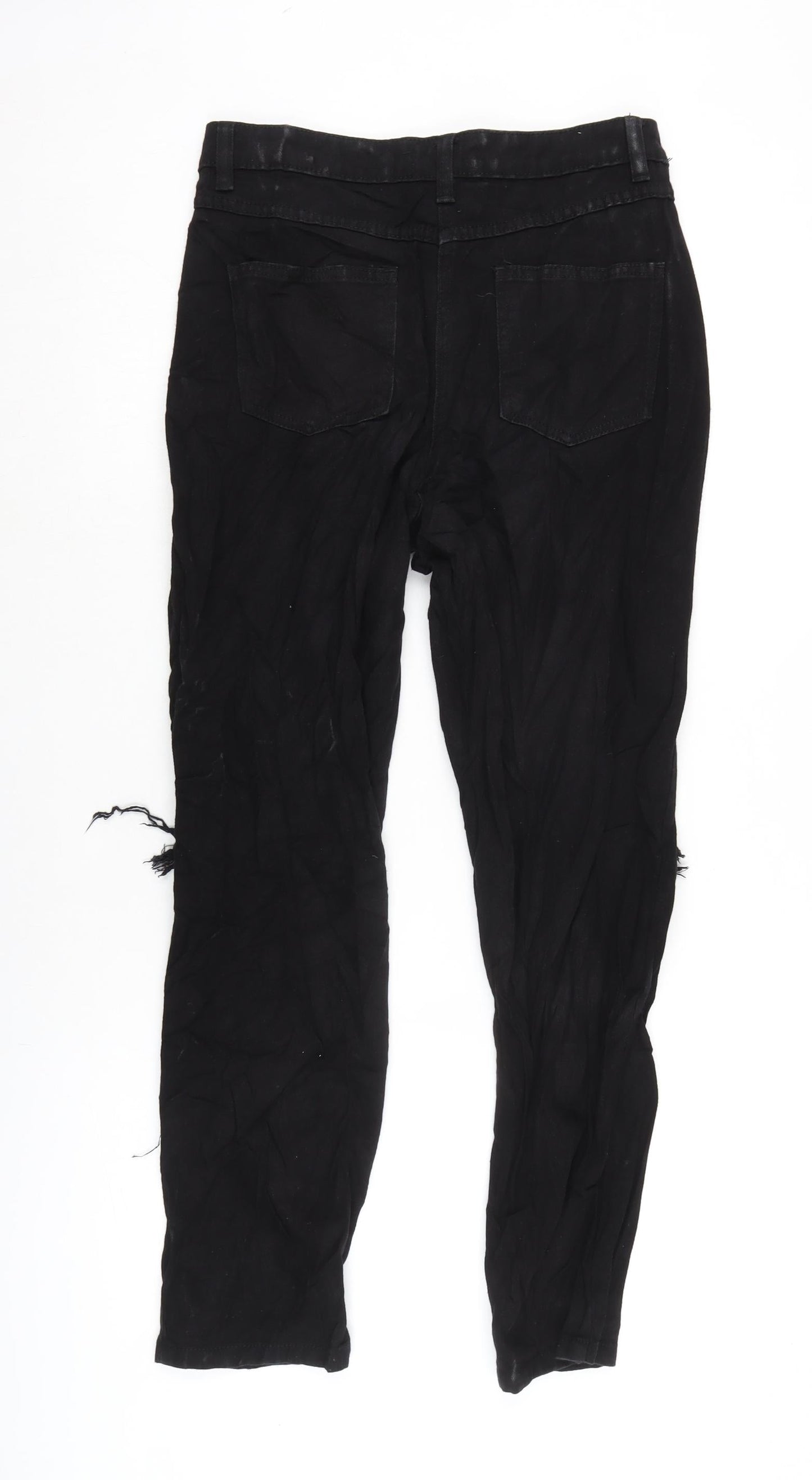 Parisian Womens Black Cotton Tapered Jeans Size 8 L27 in Regular Zip