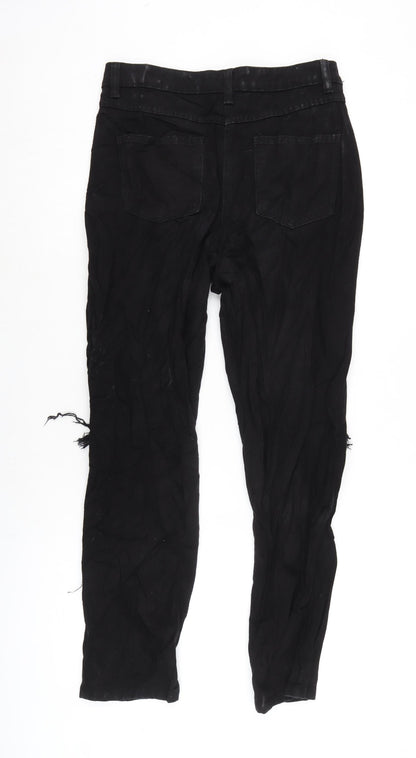 Parisian Womens Black Cotton Tapered Jeans Size 8 L27 in Regular Zip