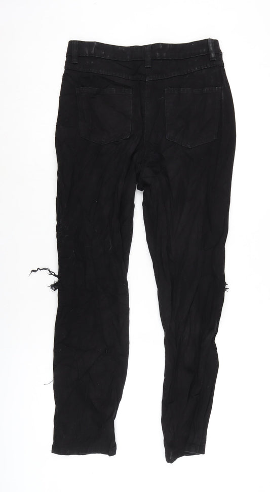 Parisian Womens Black Cotton Tapered Jeans Size 8 L27 in Regular Zip