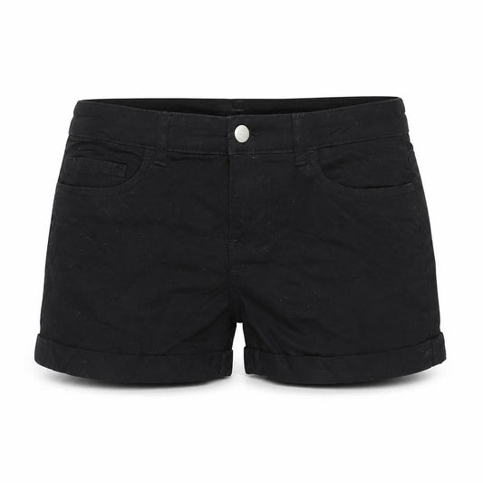H&M Womens Black Cotton Boyfriend Shorts Size 8 Regular Zip