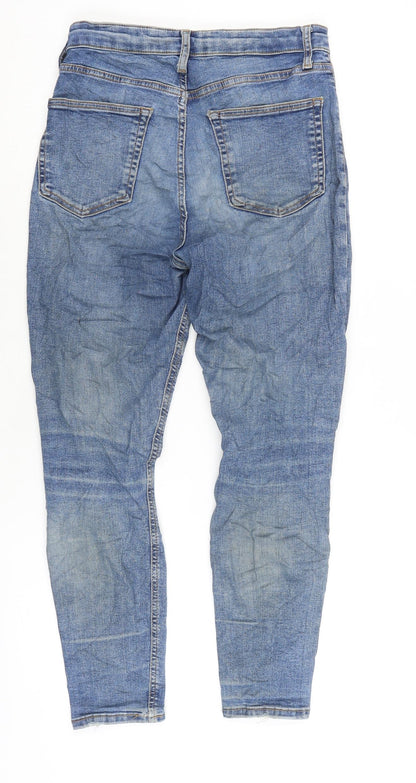 Topshop Womens Blue Cotton Blend Tapered Jeans Size 28 in L30 in Regular Zip