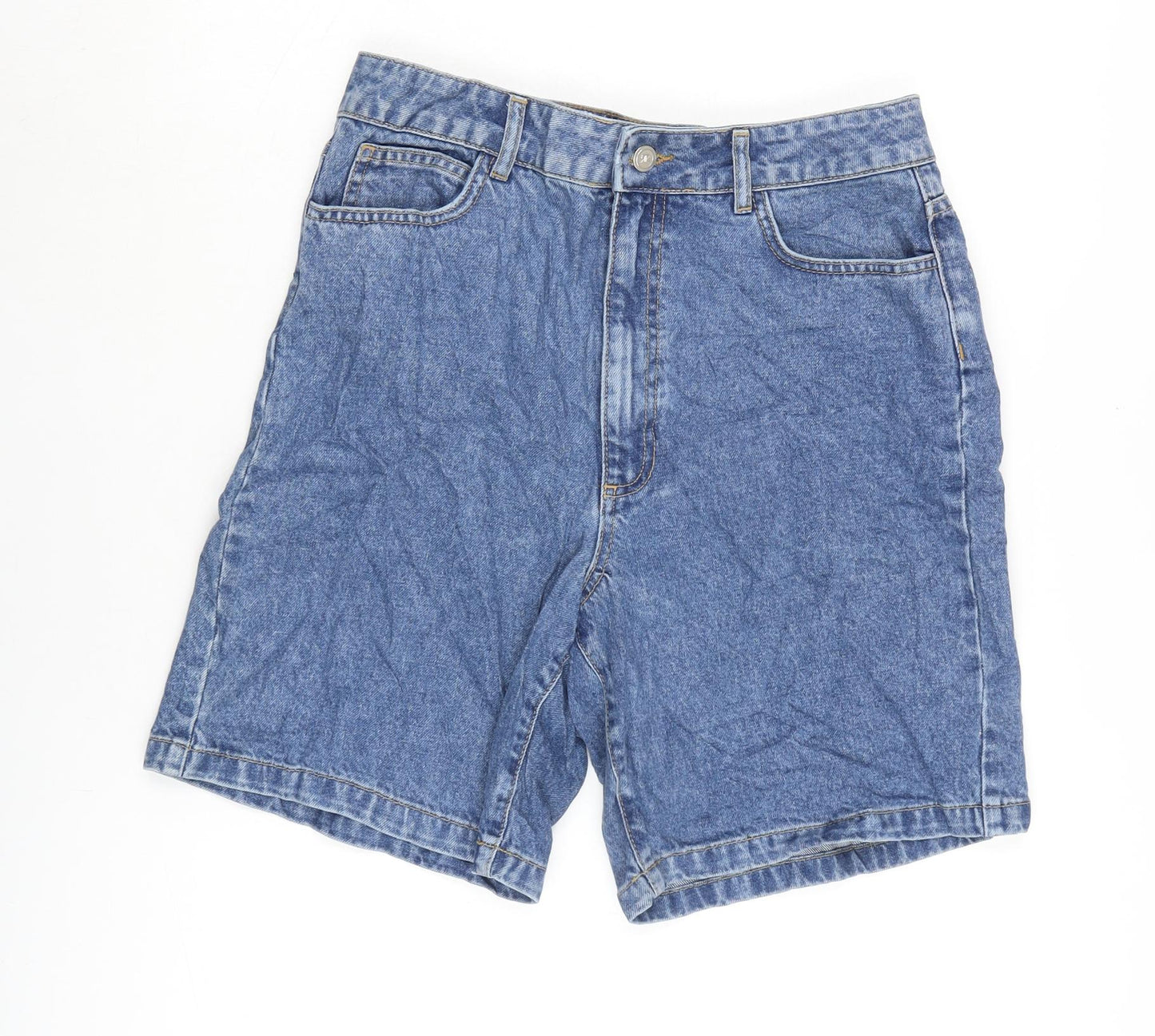 RR Womens Blue Cotton Bermuda Shorts Size 10 Regular Zip