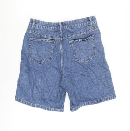 RR Womens Blue Cotton Bermuda Shorts Size 10 Regular Zip