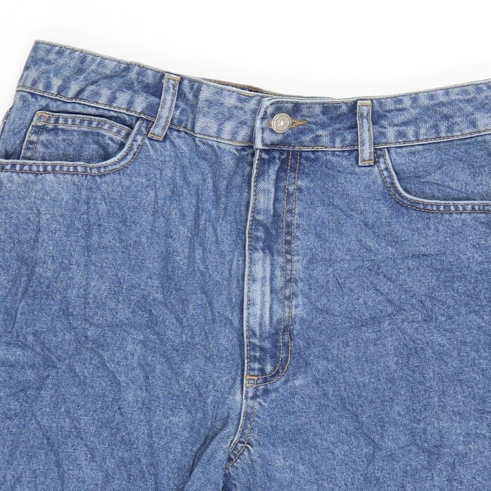 RR Womens Blue Cotton Bermuda Shorts Size 10 Regular Zip