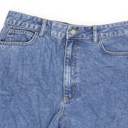 RR Womens Blue Cotton Bermuda Shorts Size 10 Regular Zip